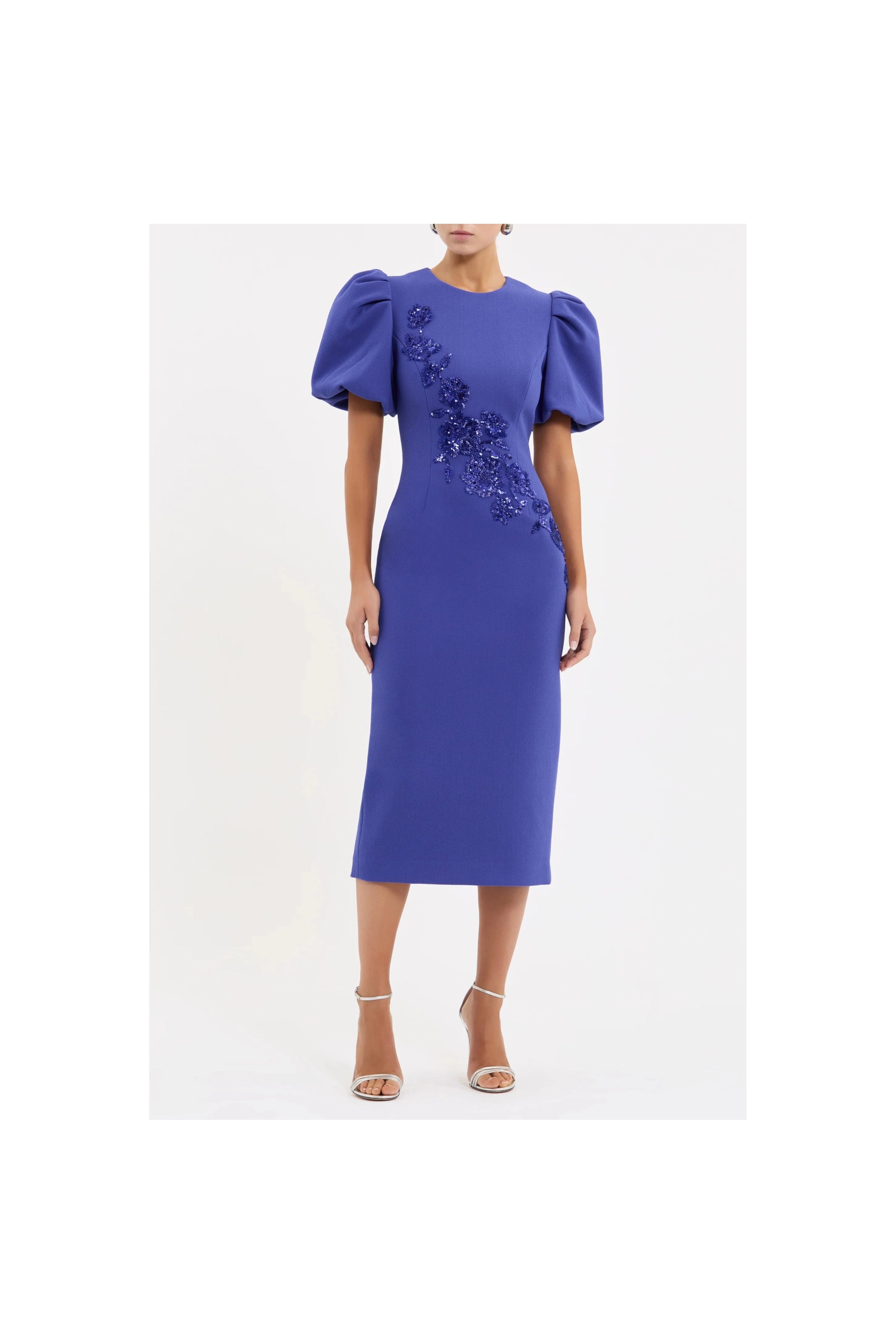 EVOLET PUFF SLEEVE MIDI Rebecca Vallance