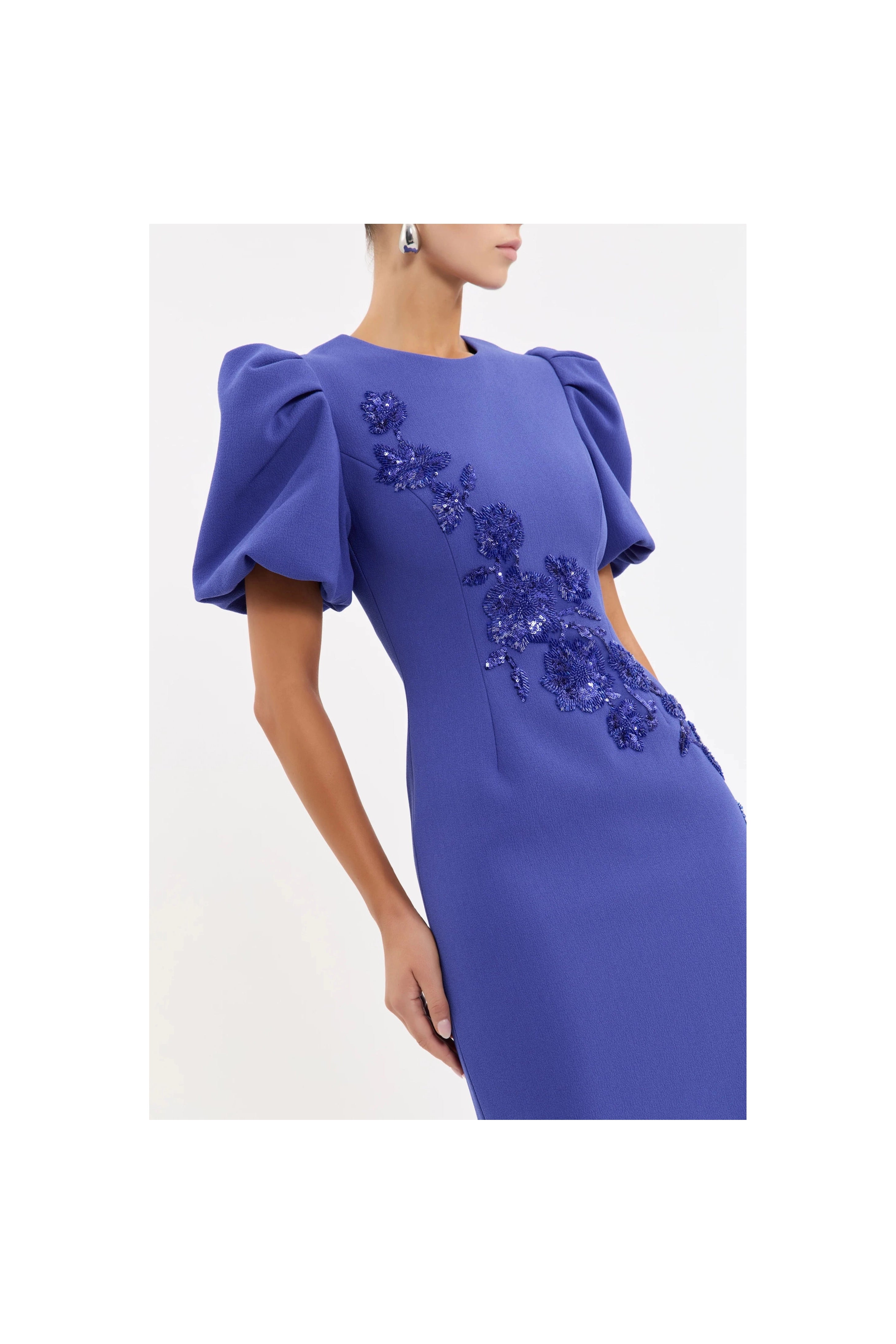 EVOLET PUFF SLEEVE MIDI Rebecca Vallance