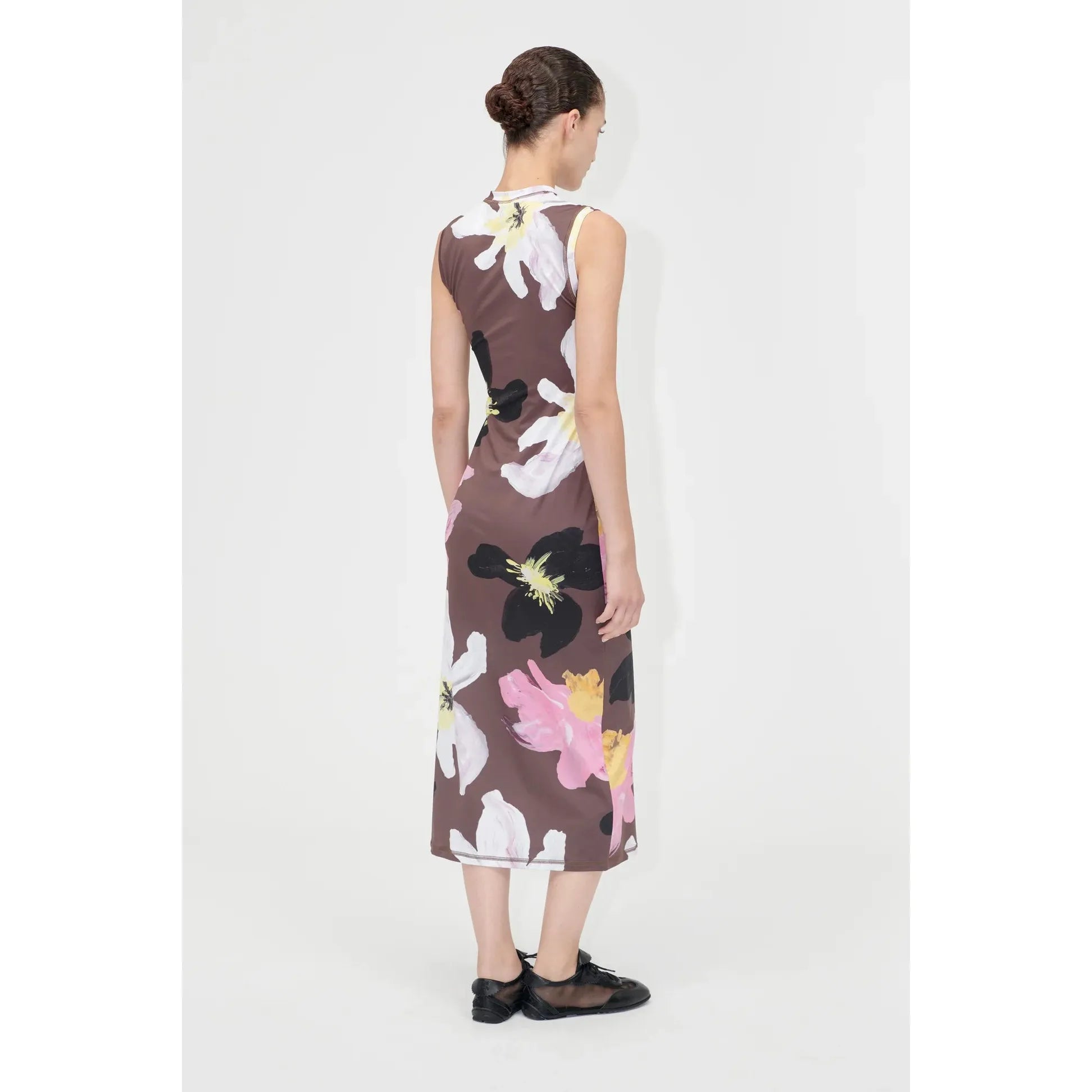 Beige Stine Goya Elastic Tank Crewneck Dress - Wild Flowers