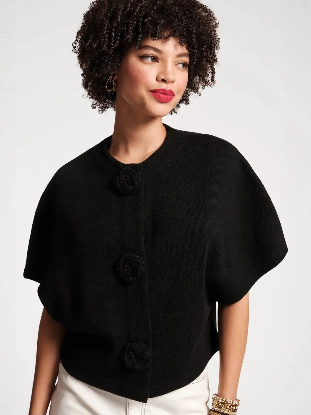 Carnegie Shrug Solid w/Floral by Frances Valentine