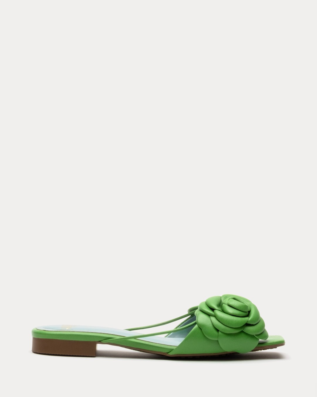 Frances Valentine Gardenia Flower Sandal Solid Soft Nappa Green