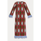 Belle Maxi Dress Lava Geo Dutch Satin Red/Olive/Light Blue