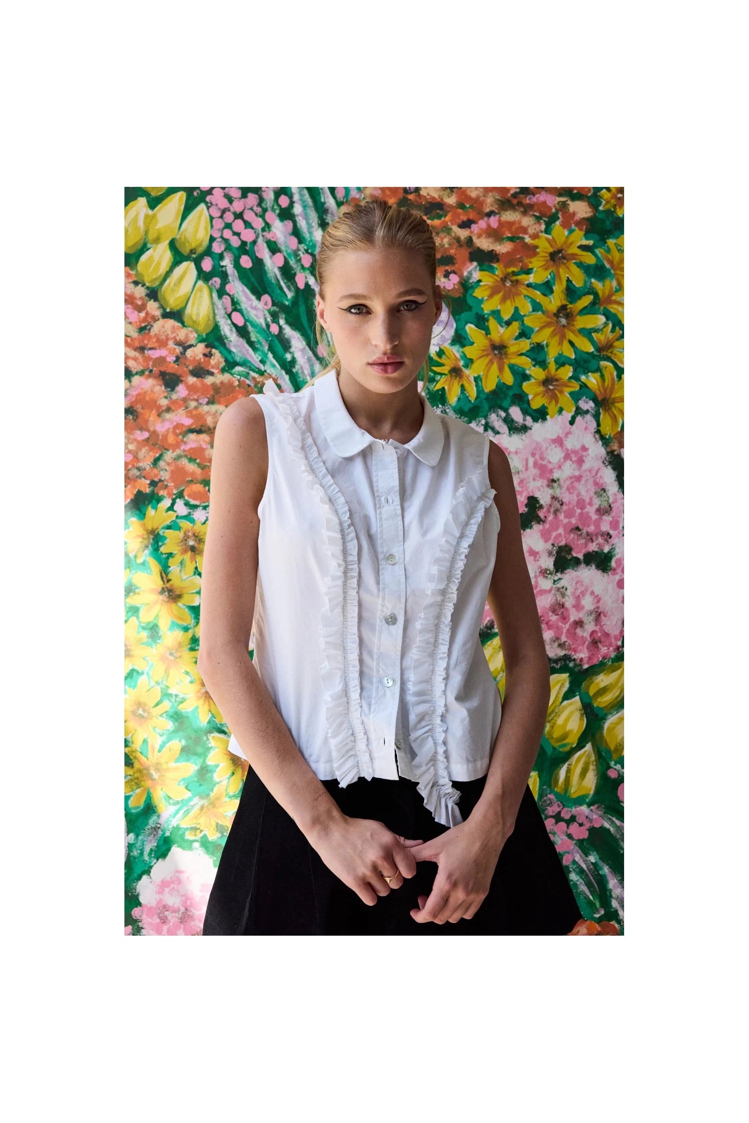 Peter Pan Blouse (White) Hope for Flowers by Tracy Reece