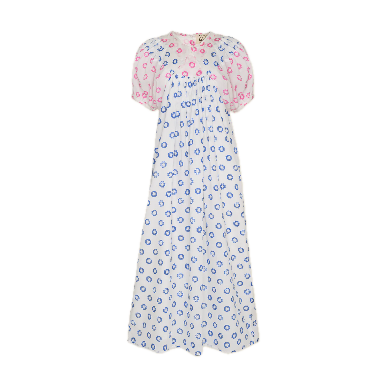 Light Gray SZ Blockprints Sai Dress in Daffodil Print