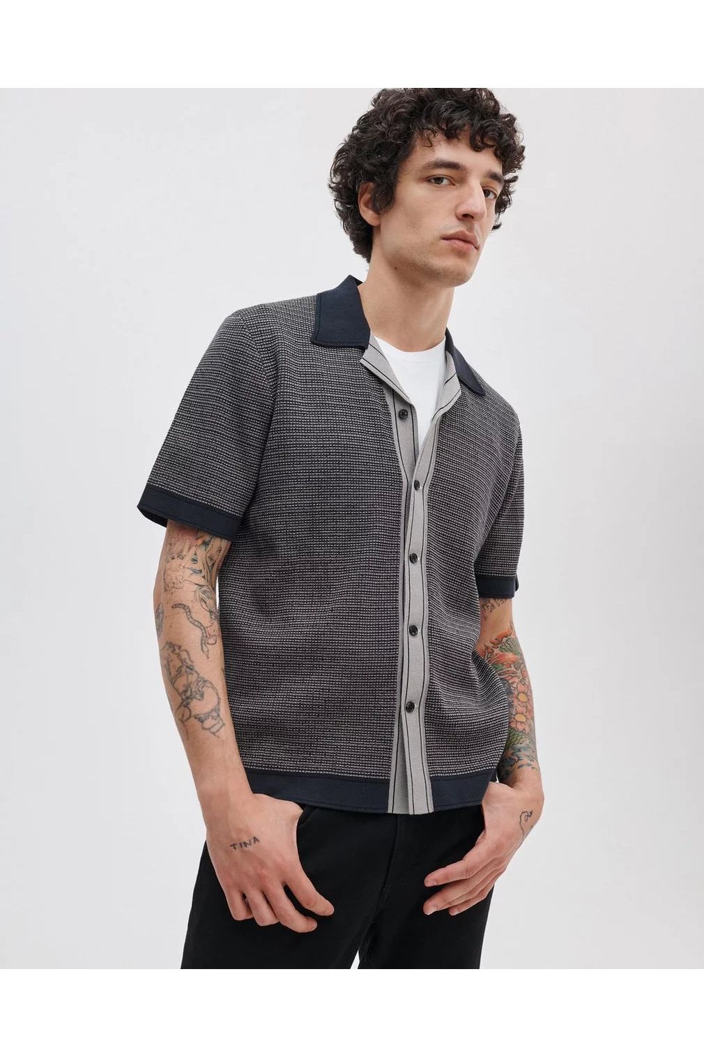 Harvey Contrast-Trim Knit Camp Shirt Rag and Bone