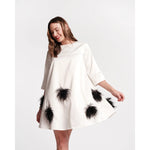 Beige Edie Feather Mini Dress