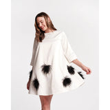 Beige Edie Feather Mini Dress
