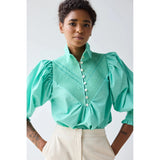 Smocked Shirt Aqua Sky Hope for Flowers by Tracy Reece