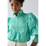 Smocked Shirt Aqua Sky Hope for Flowers by Tracy Reece