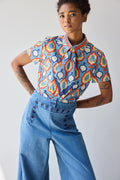 Scarf Tie Button Down Chambray Medallion Hope for Flowers by Tracy Reece