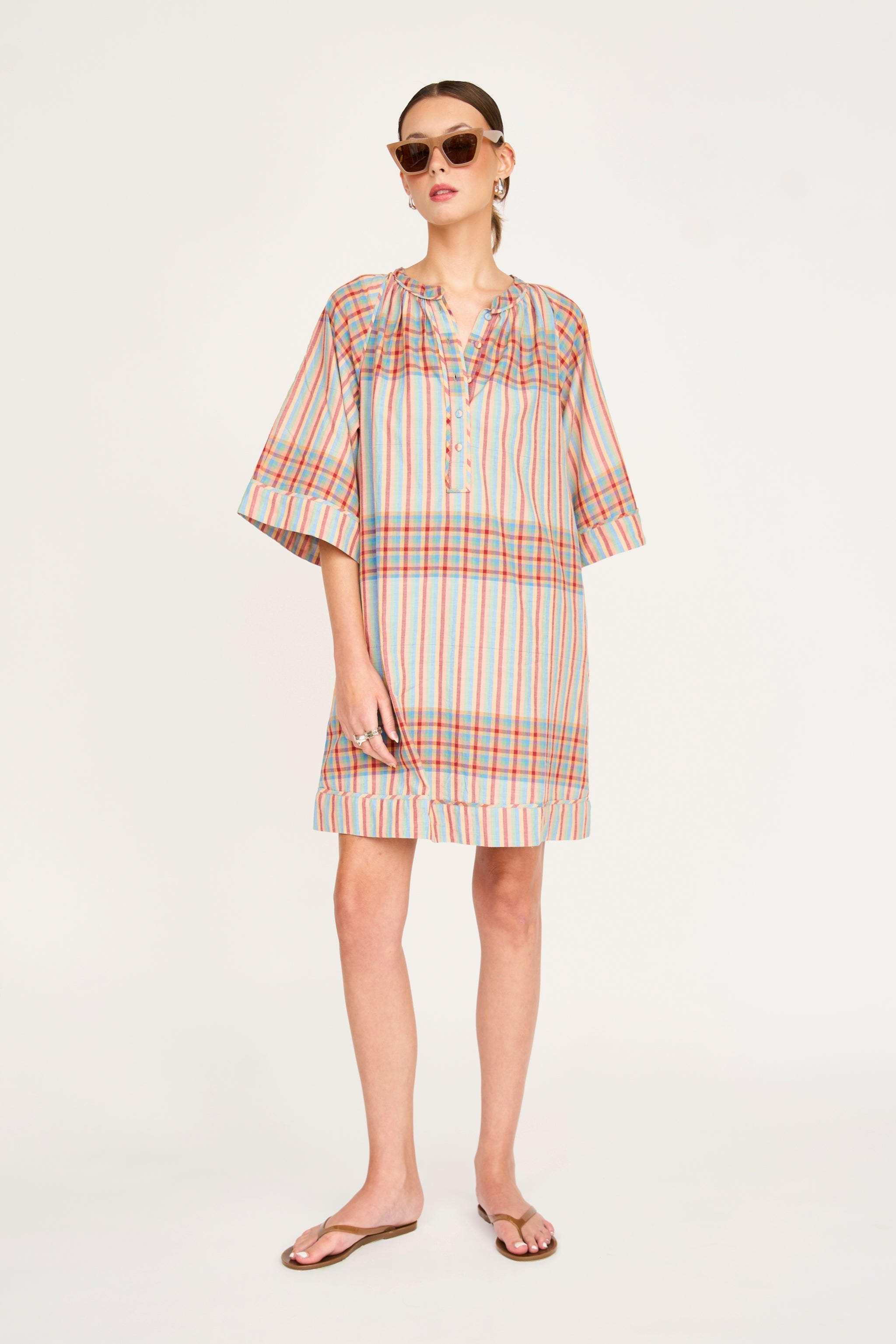 Faro Short Dress in Campfire Plaid MIRTH