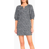Staud Mini Vincent Dress Black Woodblock Floral