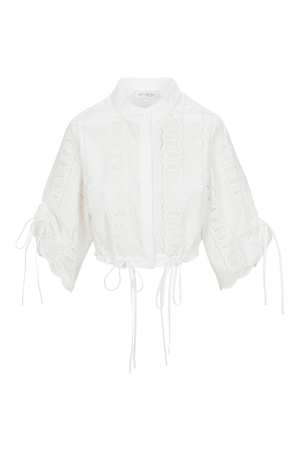 EVA TOP - WHITE EYELET HEVRON