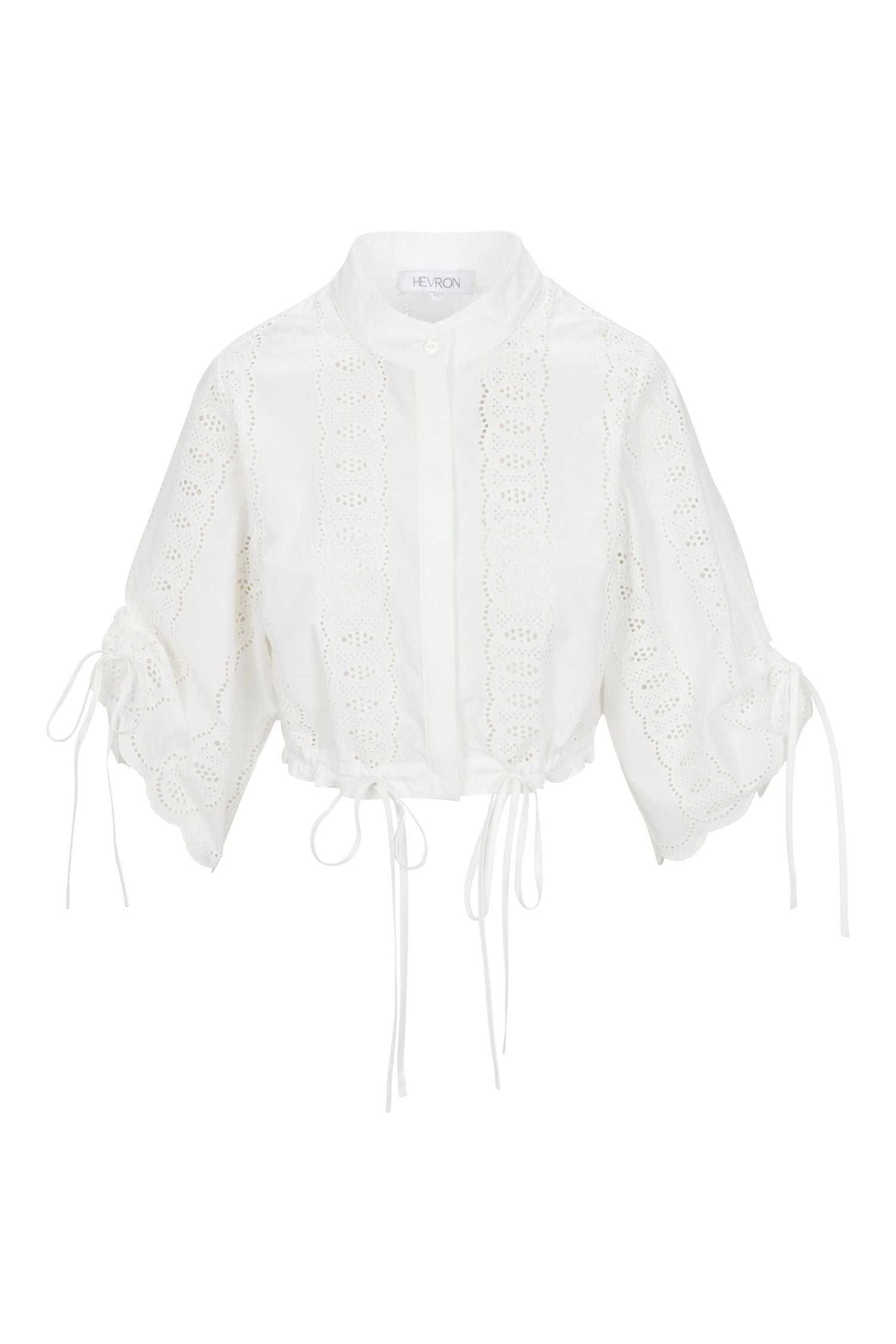EVA TOP - WHITE EYELET HEVRON