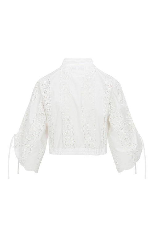 EVA TOP - WHITE EYELET HEVRON