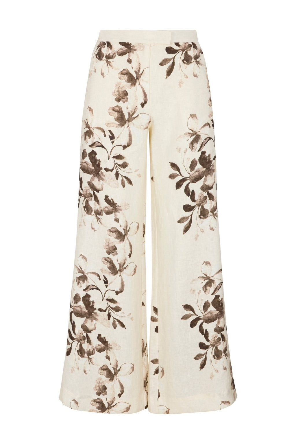 CAPRI PANT - PAINTED FLOWER CHOCOLATE HEVRON