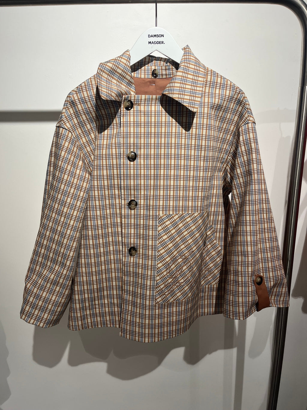 JERRY REVERSIBLE CROP TRENCH - GINGER CHECK Damson Madder