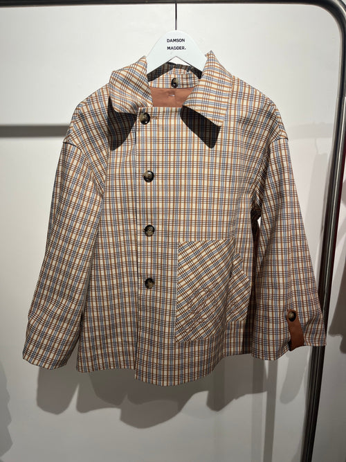 JERRY REVERSIBLE CROP TRENCH - GINGER CHECK Damson Madder