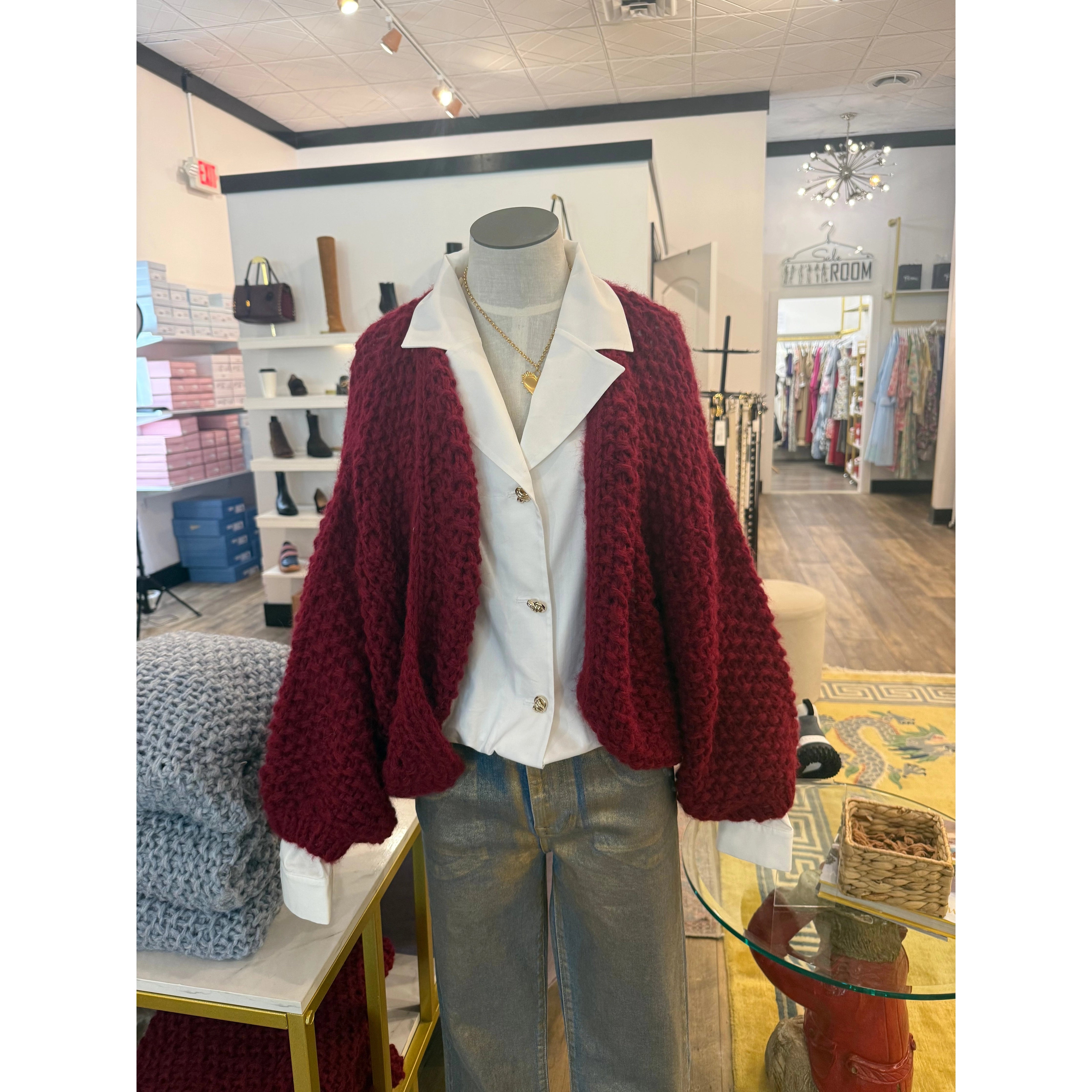 Chunky Alpaca Pearl Pattern Bomber Cardigan MAIAMI