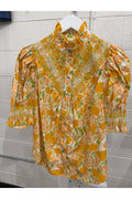 Short Sleeve Smocked Shirt Peach Tulips Hope for Flowers by Tracy Reece
