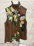Sleeveless Frilled Buttondown Giant Lillies Hope for Flowers by Tracy Reece