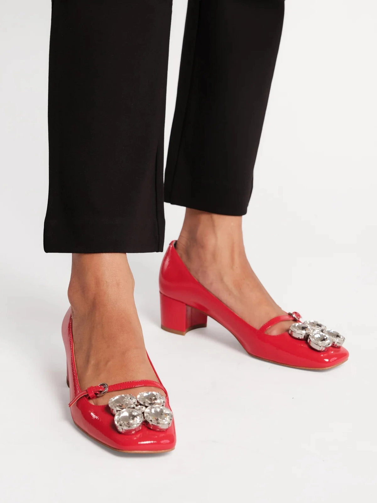 Josephine Heel Crinkled Leather Leather Geranium Frances Valentine