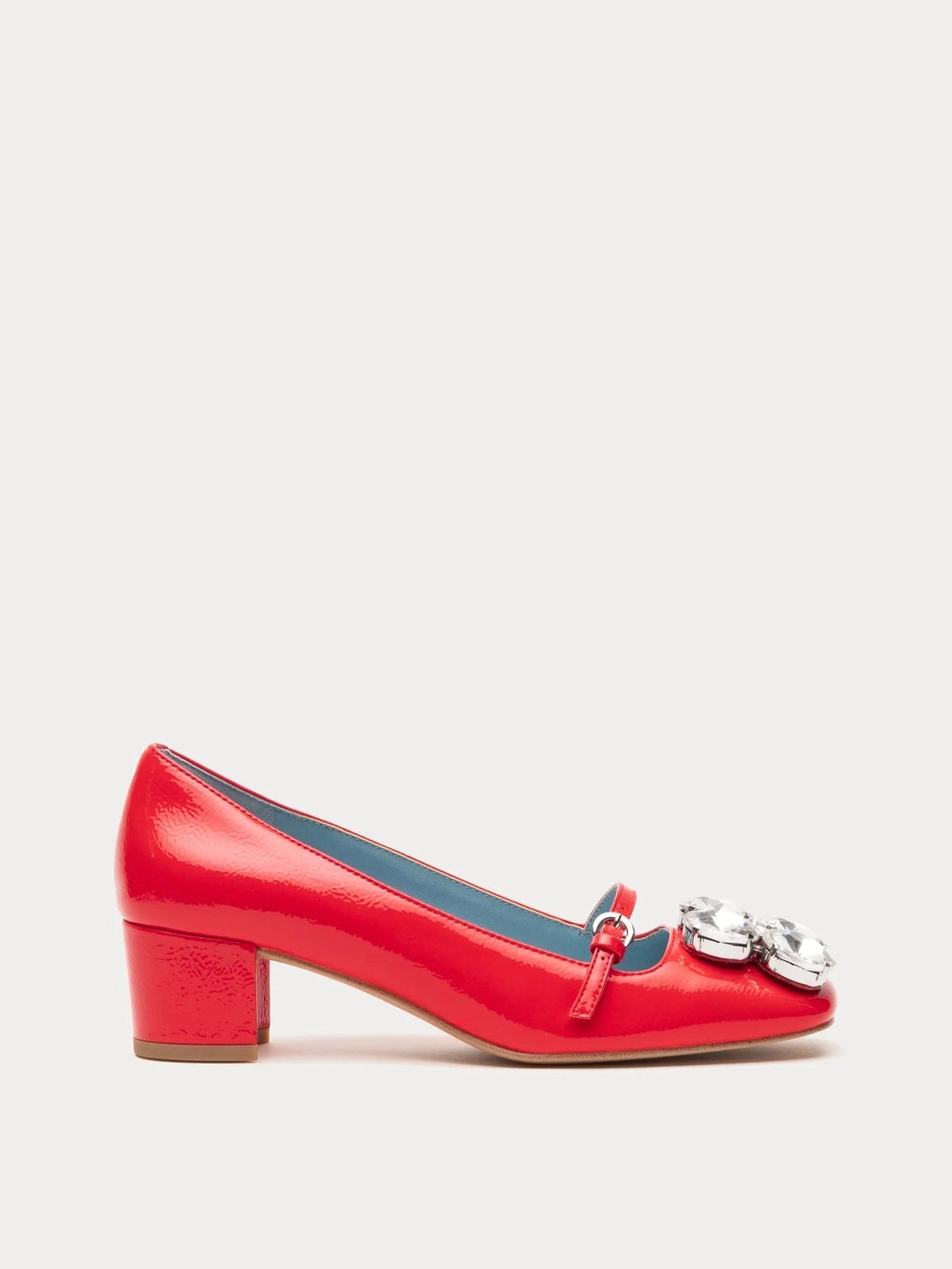 Josephine Heel Crinkled Leather Leather Geranium Frances Valentine
