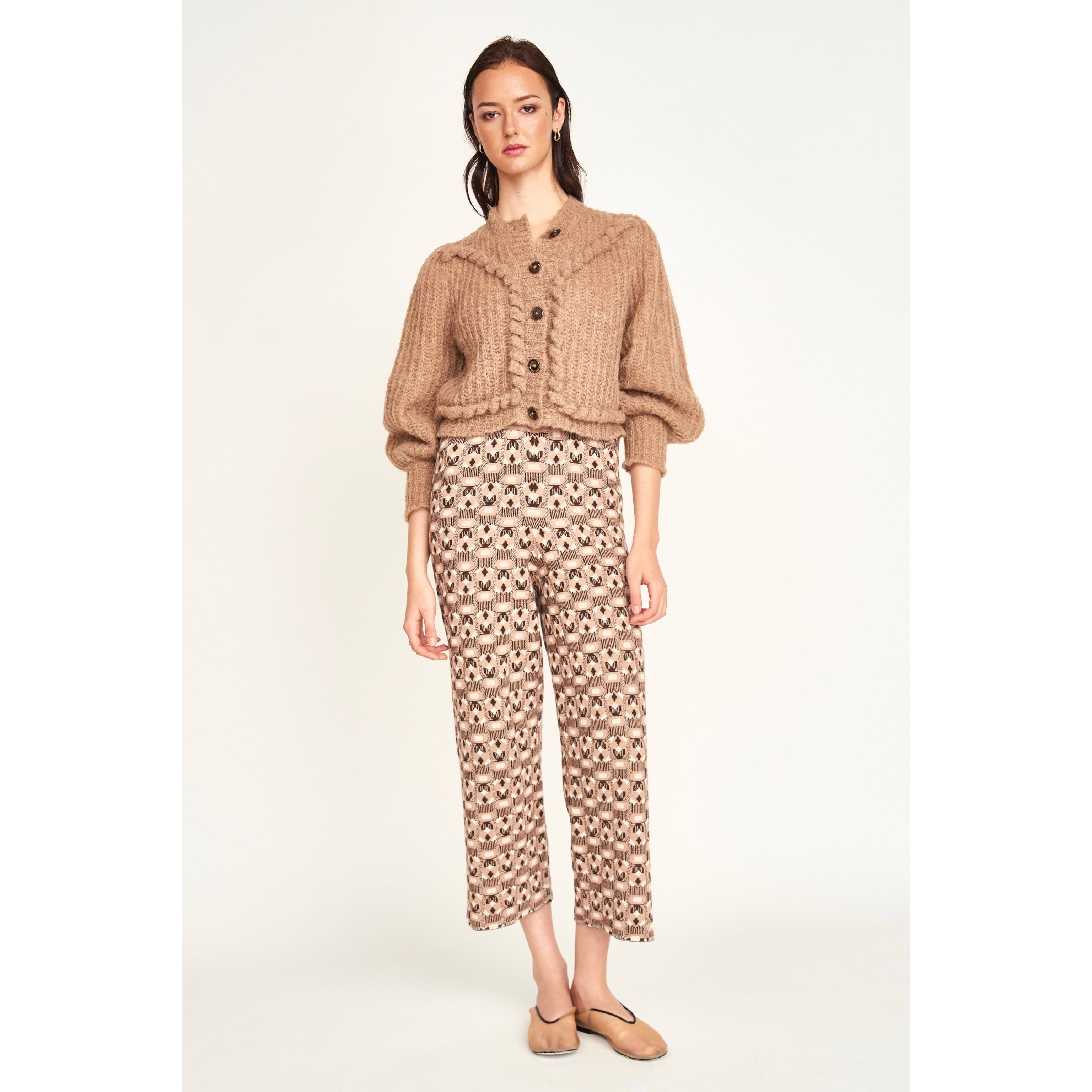 Moritz Embroidered Cardigan in Brownie