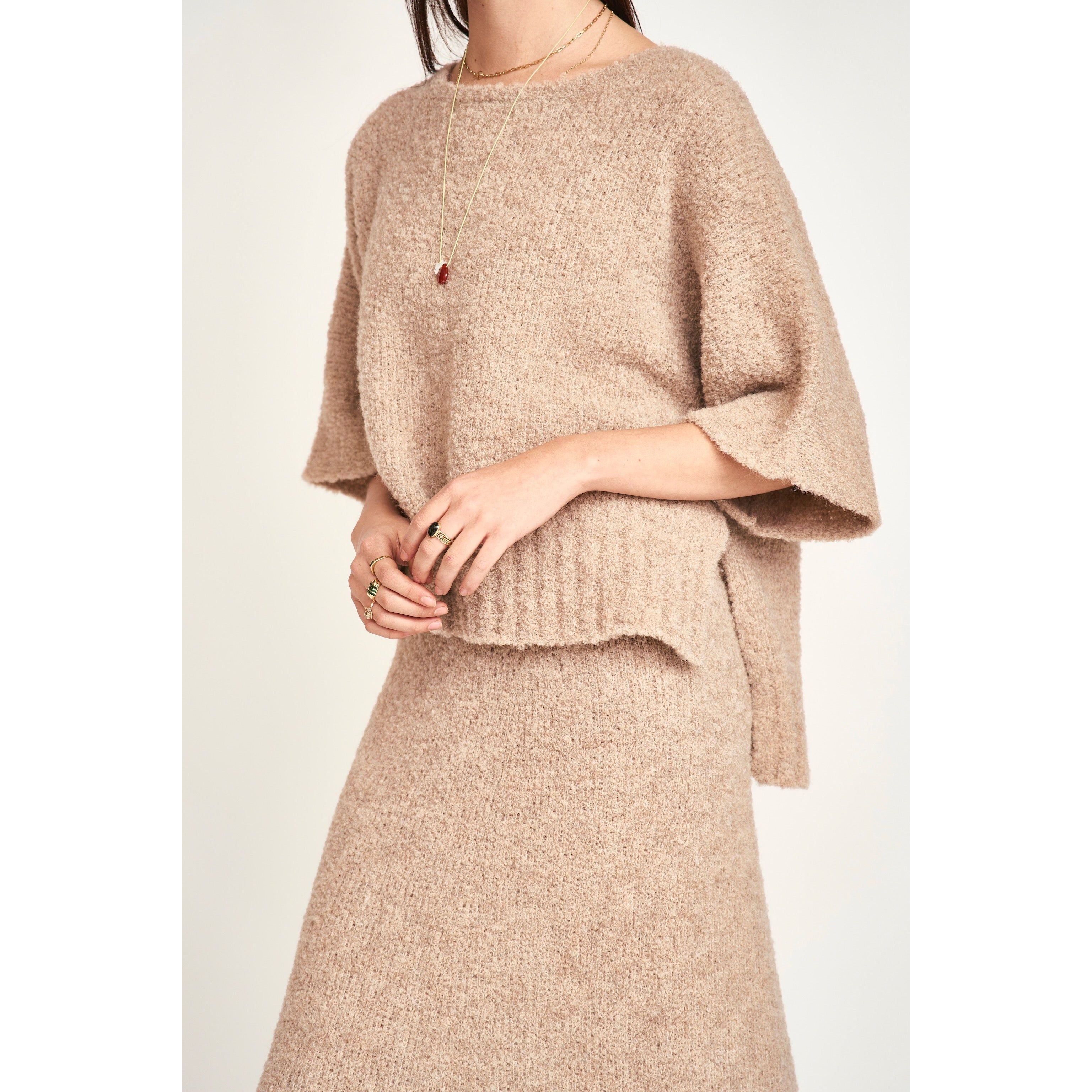 Fez Boucle Top in Graham Cracker