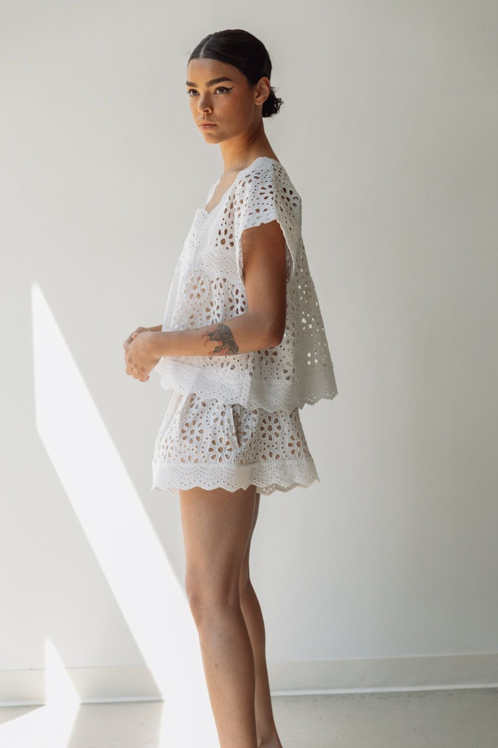 Square Neck Blouse White Eyelet Hope for Flowers by Tracy Reece