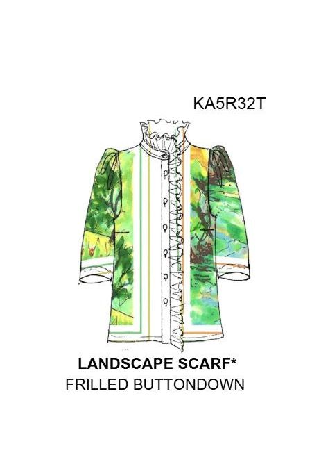 Frilled Buttondown Landscape Scarf Hope for Flowers by Tracy Reece