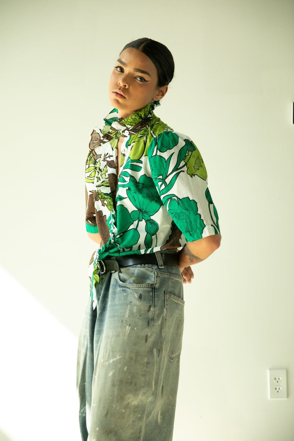 Frilled Buttondown Tropical Flowers Hope for Flowers by Tracy Reece