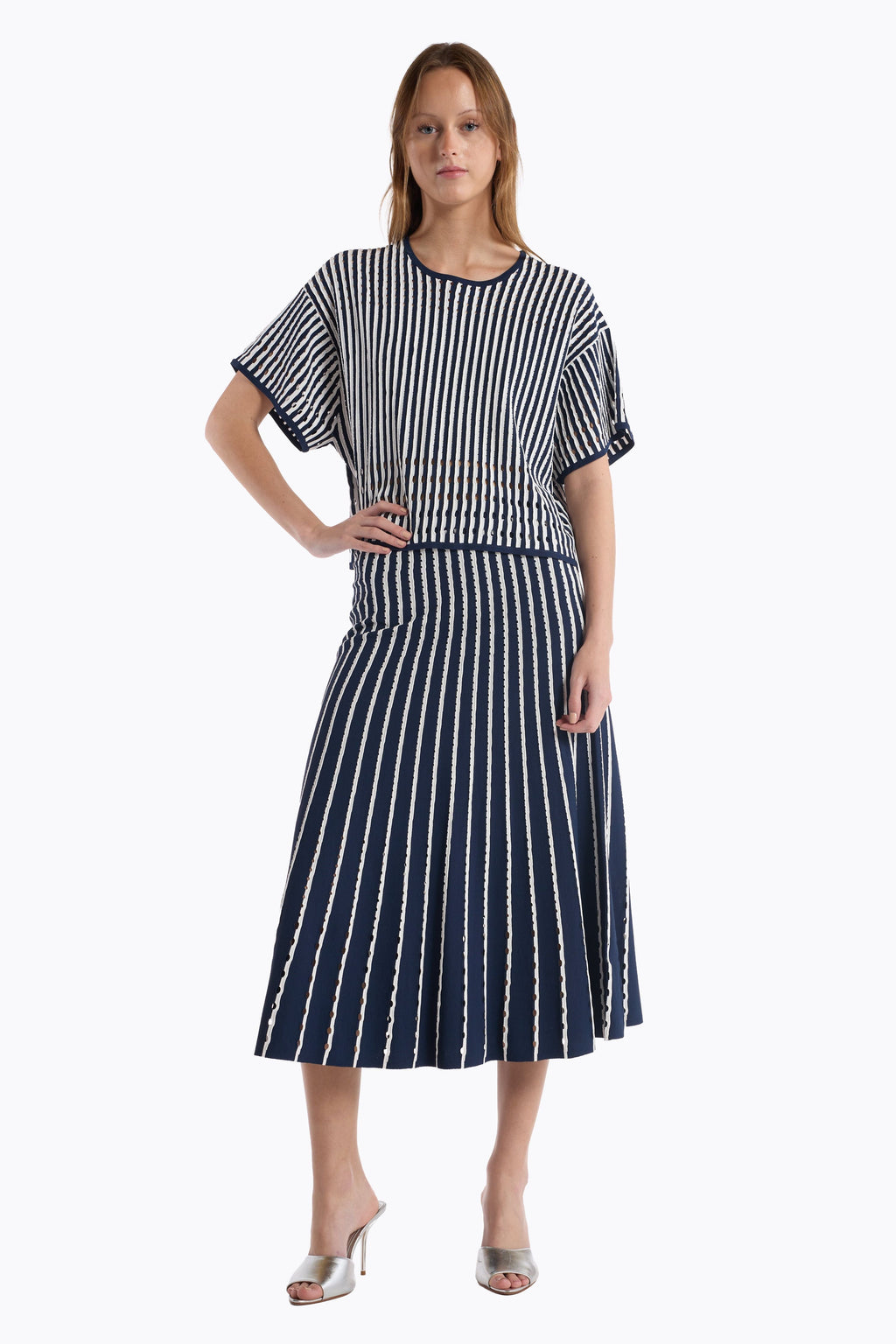 Colton Skirt - Pinstripe Navy Christy Lynn
