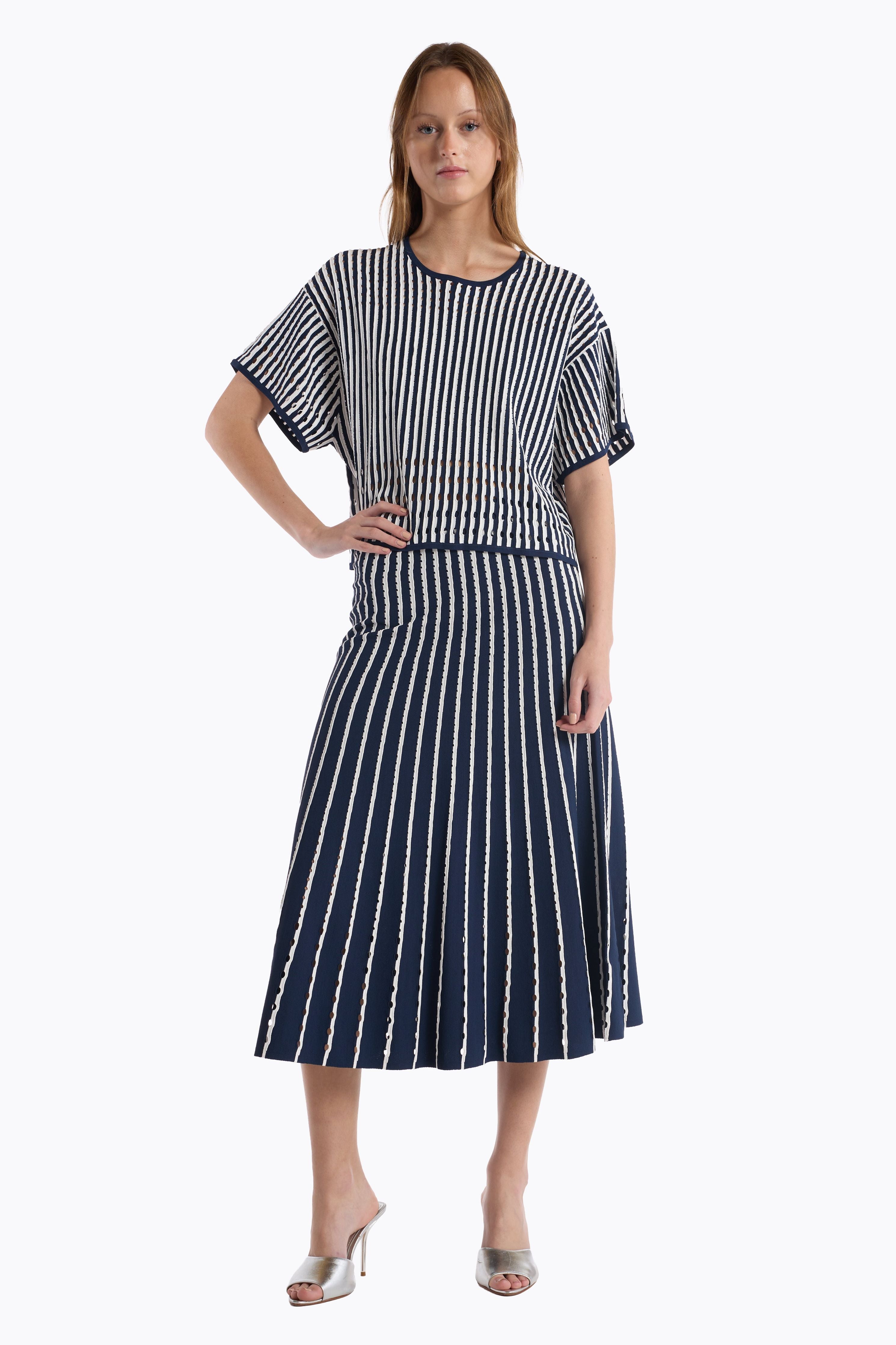 Colton Skirt - Pinstripe Navy Christy Lynn