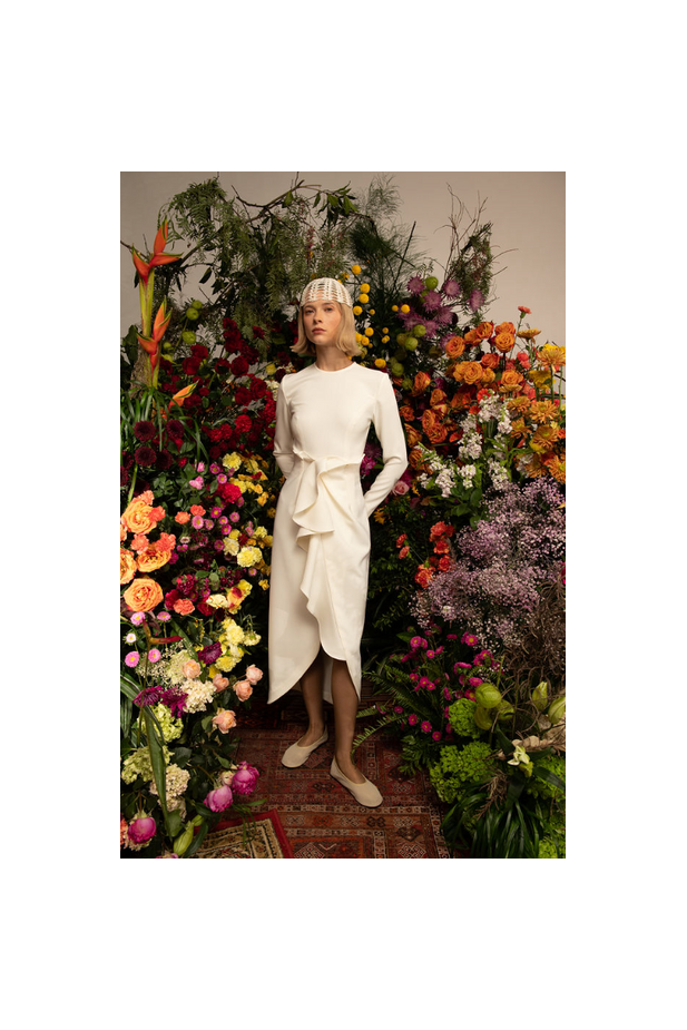 GENZEBE DRESS IVORY CREPE Kika Vargas