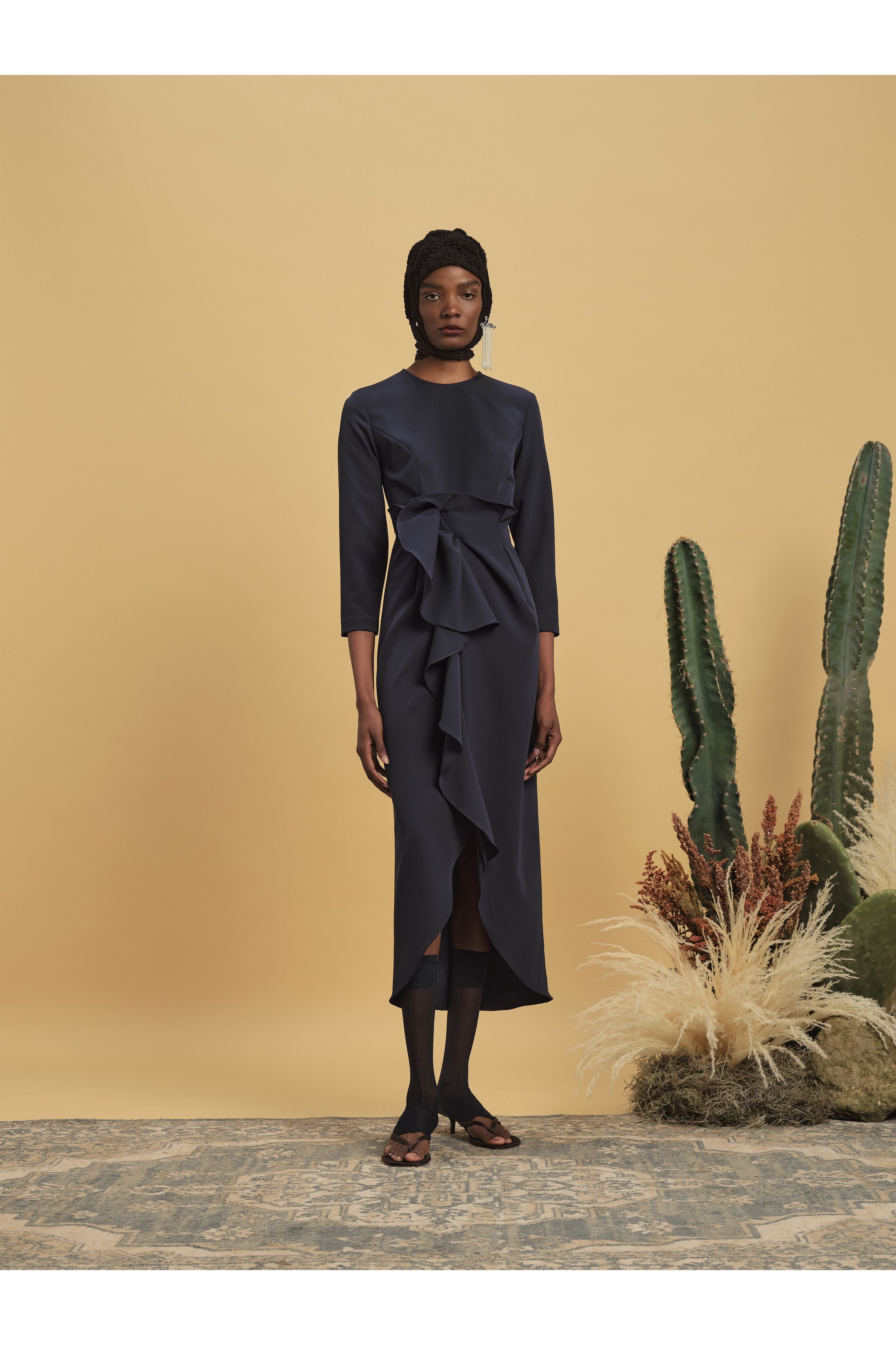 GENZEBE DRESS NAVY CREPE Kika Vargas