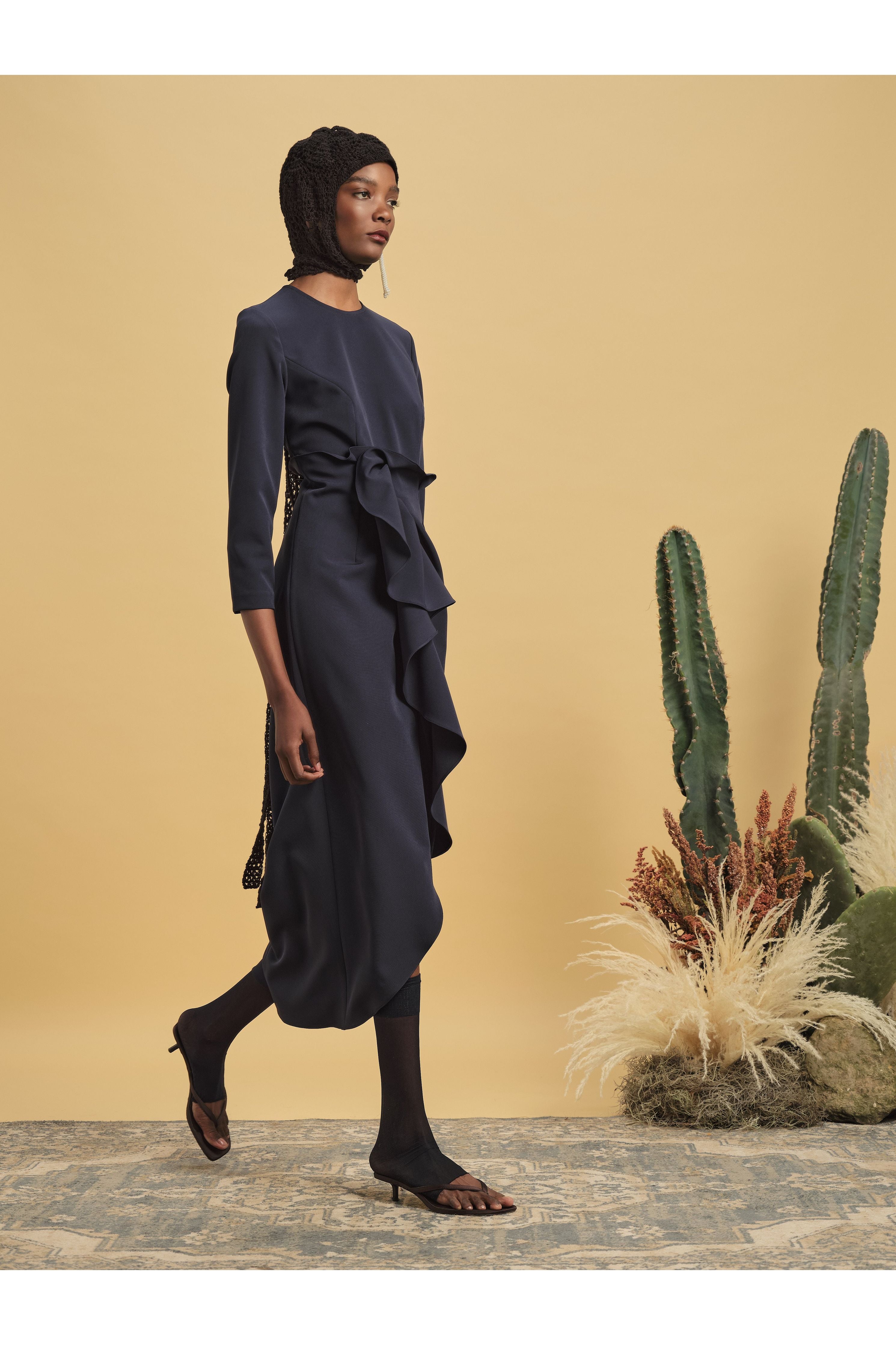 GENZEBE DRESS NAVY CREPE Kika Vargas