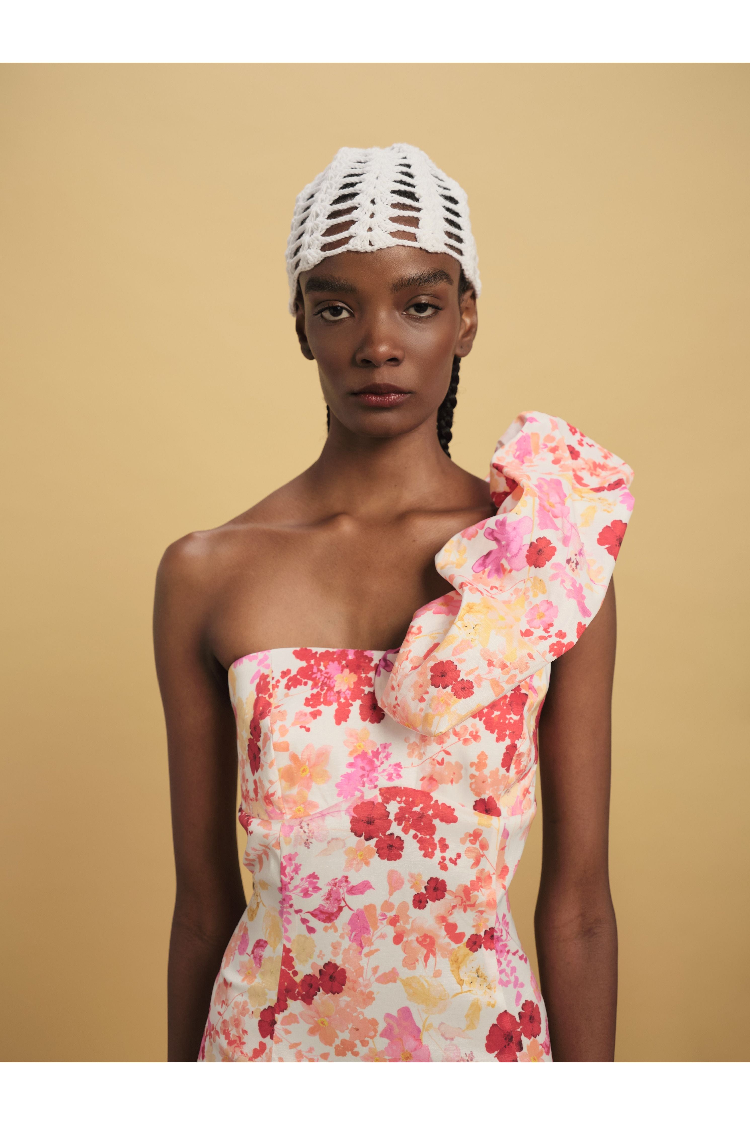 LUCY DRESS CORAL POPPIES TAFFETA Kika Vargas