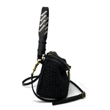 Light Gray Mini Rough Night Crossbody - Black Mesh
