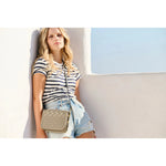 Light Gray Mini Mia Crossbody - Sand Threaded Weave Crossbody