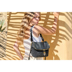 Tan Mini Rough Night Crossbody - Black Mesh