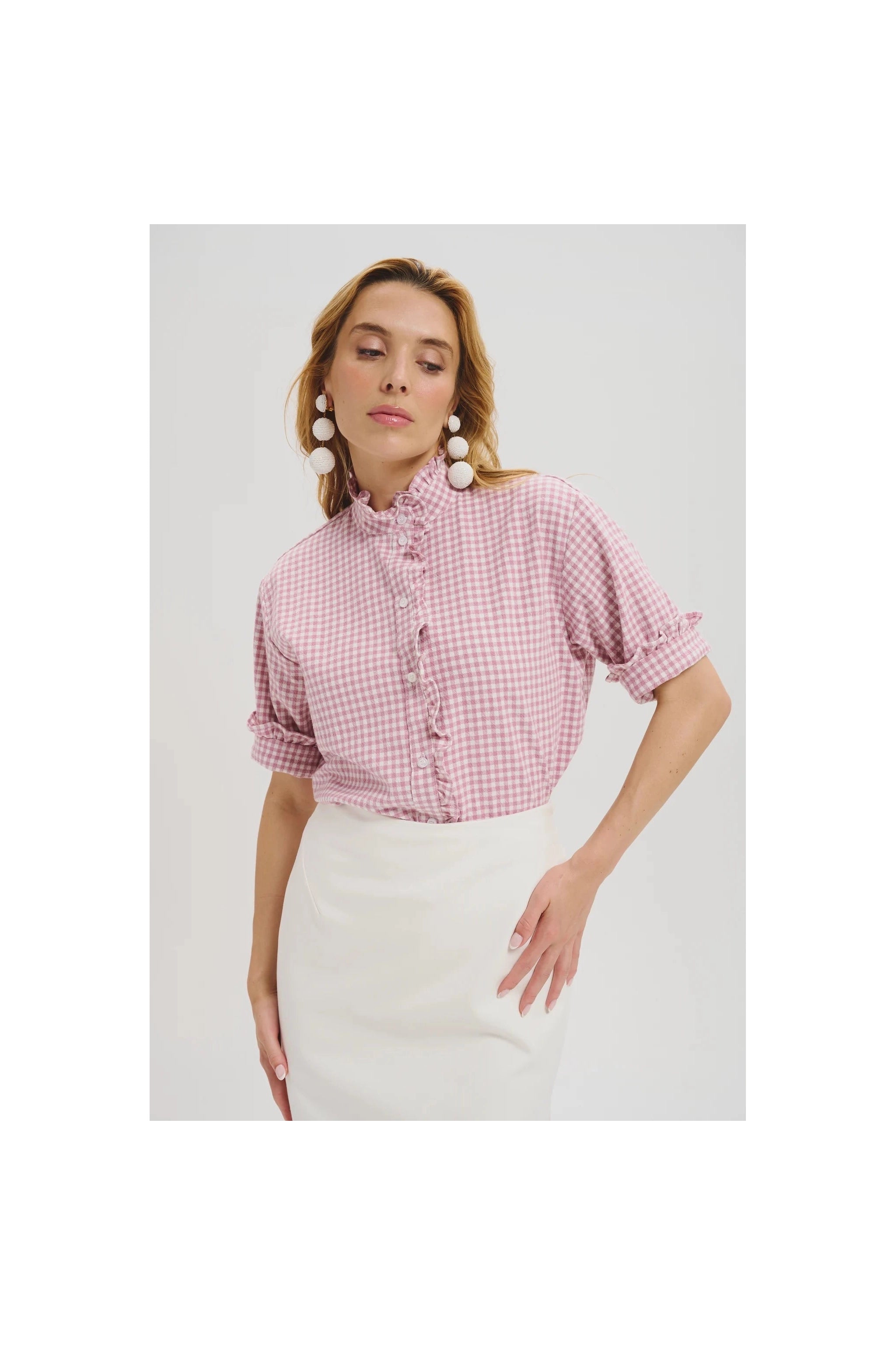 The Albane Blouse in Gingham Leledebaltzac