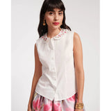 Frances Valentine Louise Floral Embroidered Collar Top