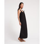 Beige Frances Valentine Lynda Maxi Dress Solid Poplin Cotton Poplin Black