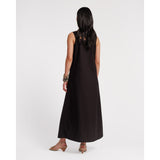 Lavender Frances Valentine Lynda Maxi Dress Solid Poplin Cotton Poplin Black