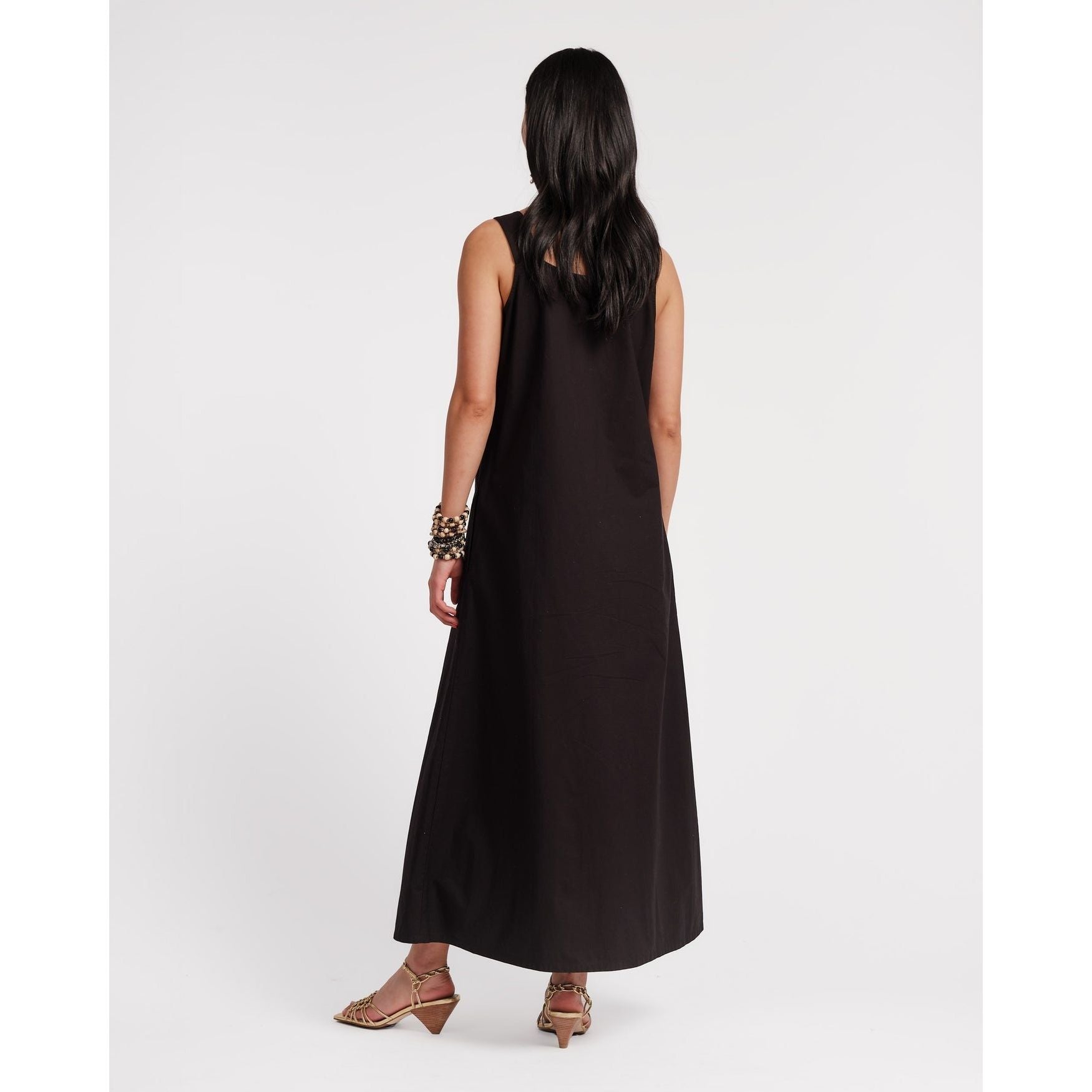 Lavender Frances Valentine Lynda Maxi Dress Solid Poplin Cotton Poplin Black