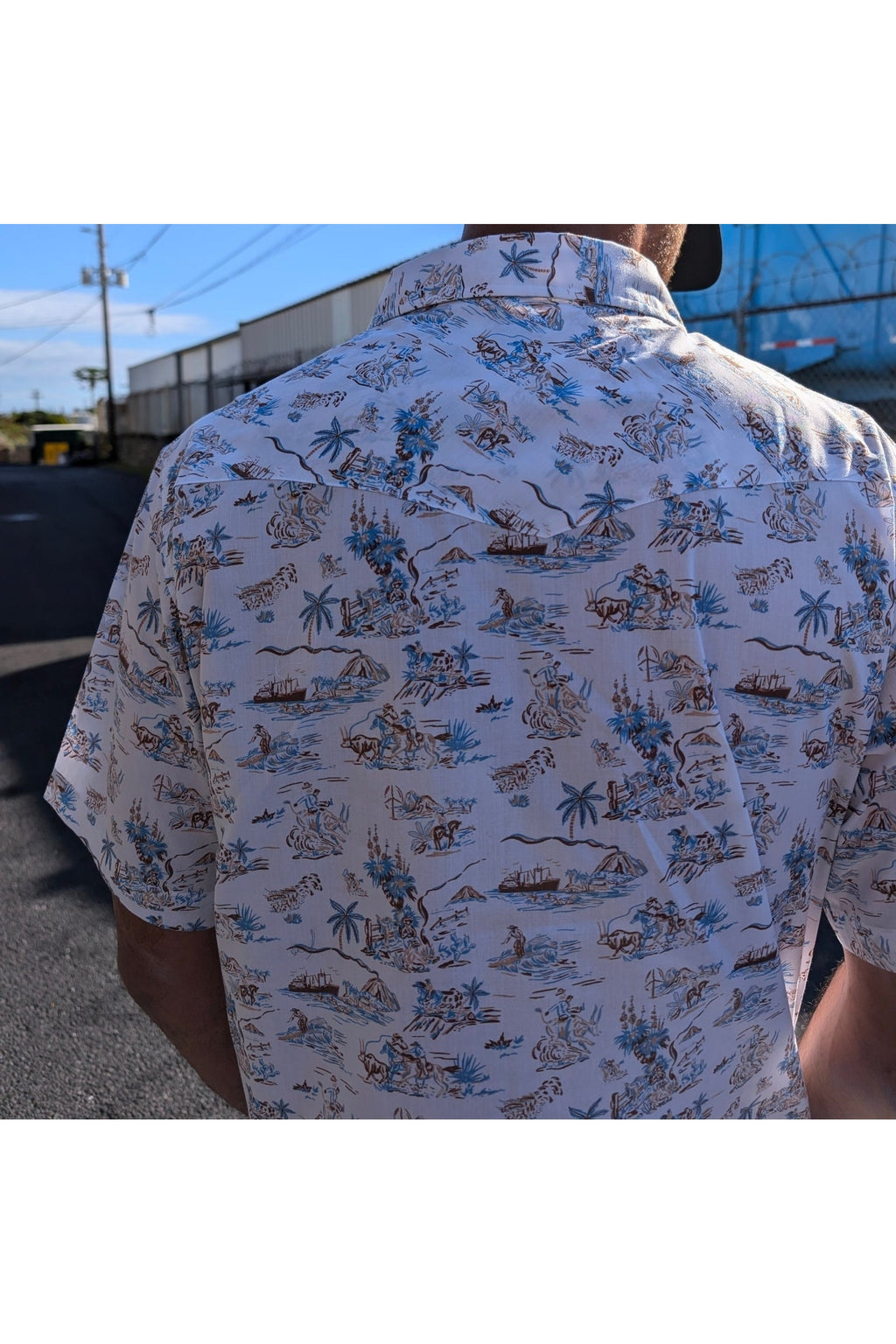 Paniolo SS White Blue Western Aloha