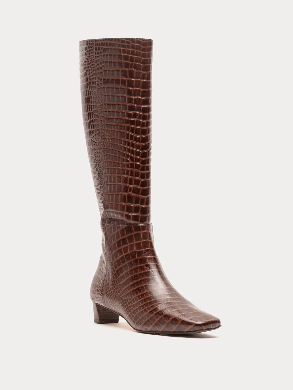 Mackie Boot Croc Emboss Leather Chocolate Frances Valentine