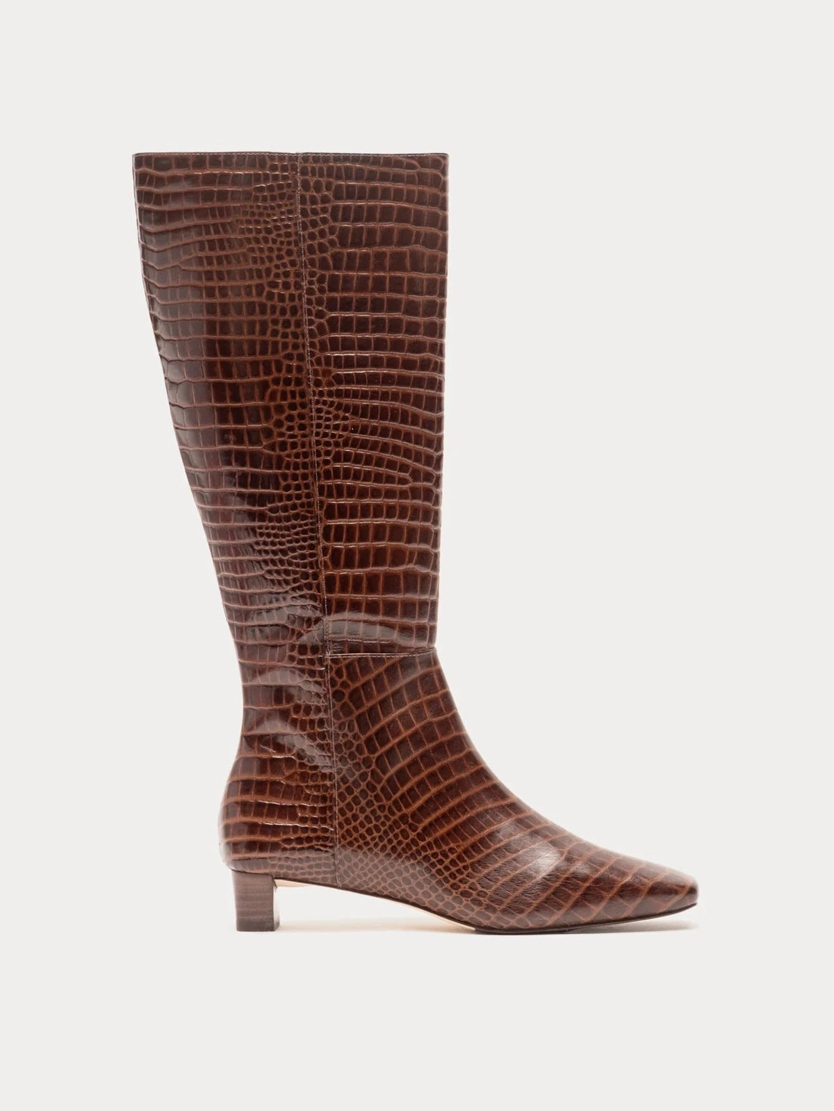 Mackie Boot Croc Emboss Leather Chocolate Frances Valentine