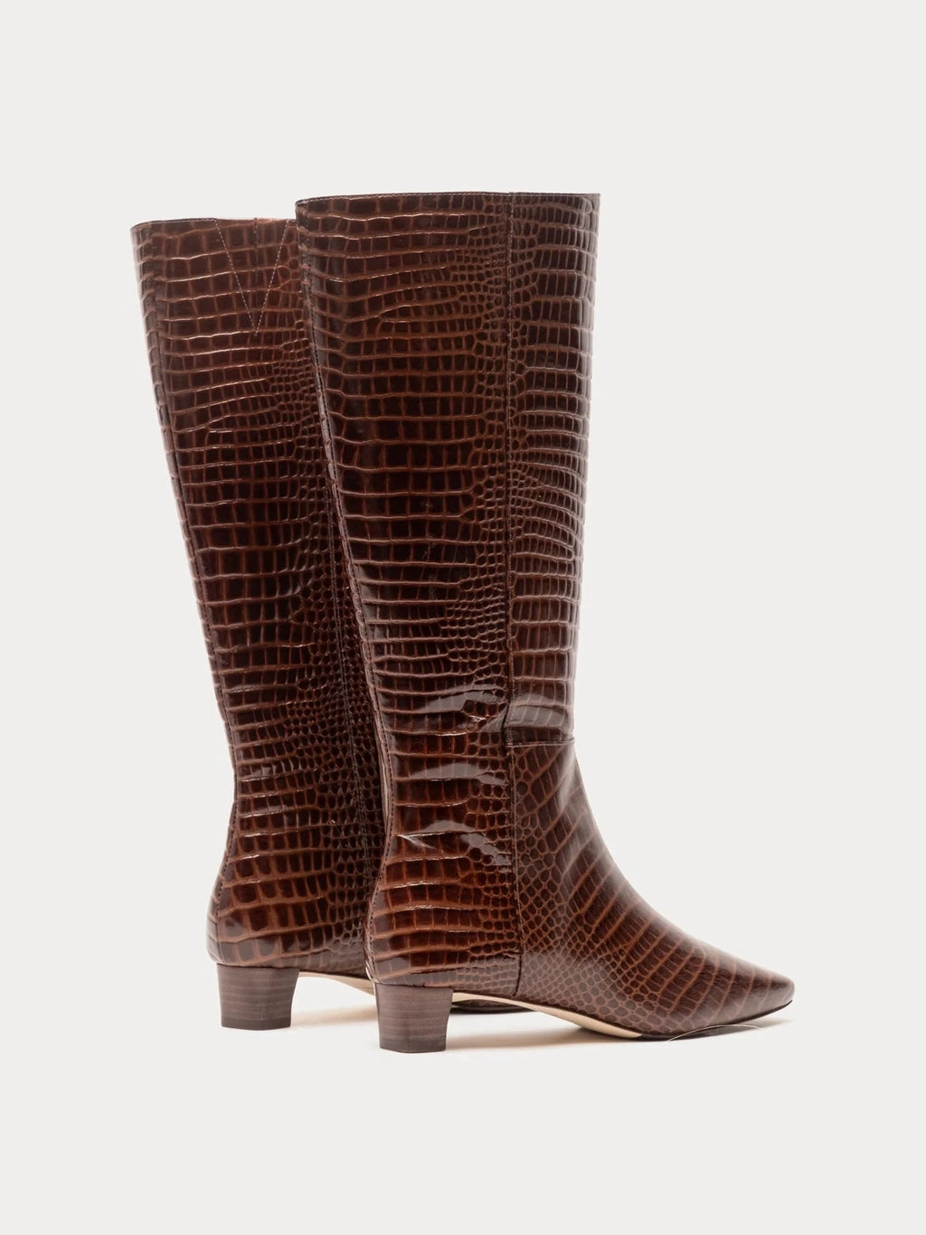 Mackie Boot Croc Emboss Leather Chocolate Frances Valentine